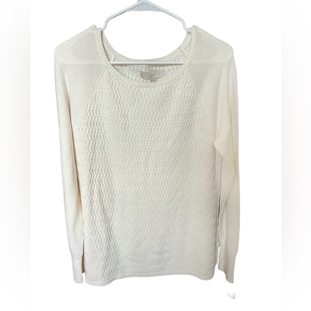 LOFT Cream Knit Women’s Sweater Sz M
